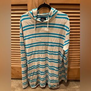 Volcom Cream Hoodie with Turquoise Stripes